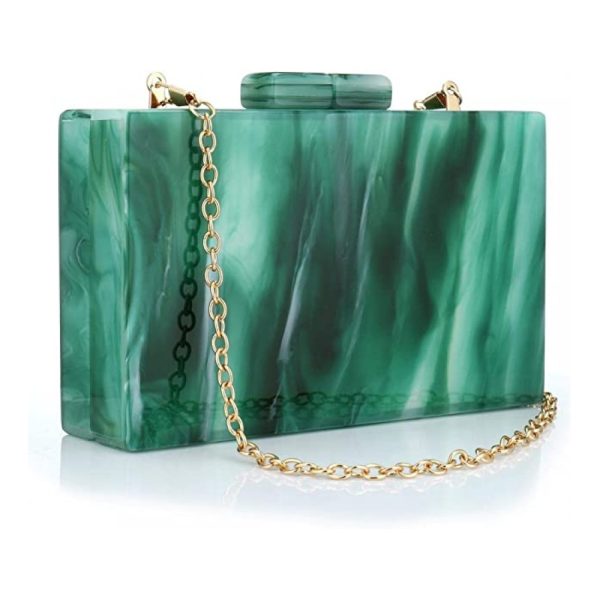 Green Acrylic Evening Bag Unique Square Bag Cocktail Wedding Party for Women Dress Purse Evening Clutch.