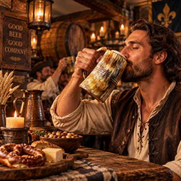 Handcrafted natural ox horn beer mug Viking drinking tankard