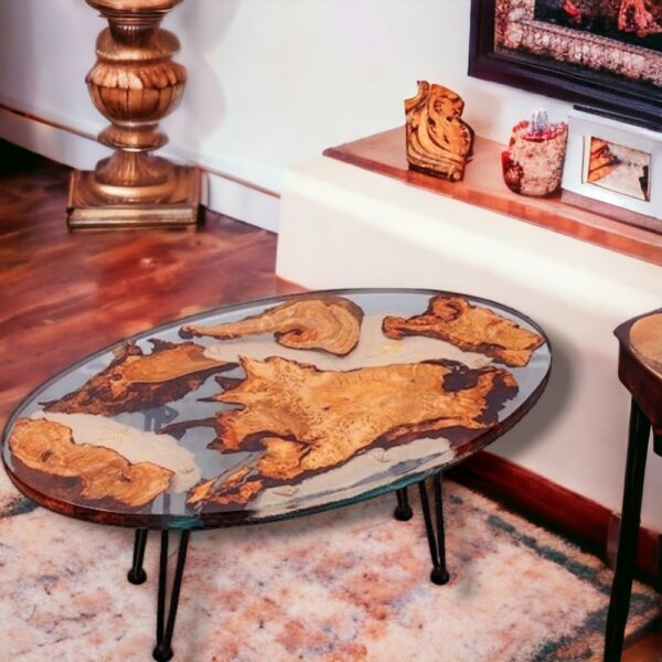 Epoxy Resin with Wooden Table Oval shape