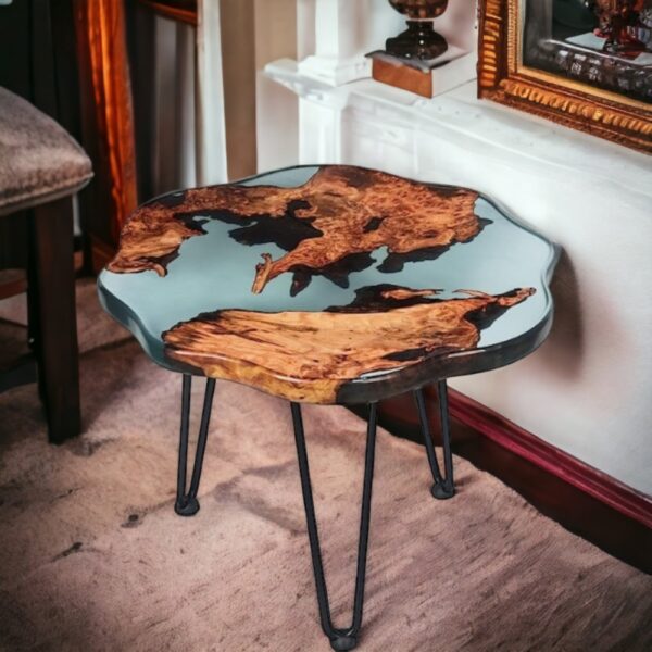 Epoxy Resin With Wooden Side Table irregular shape