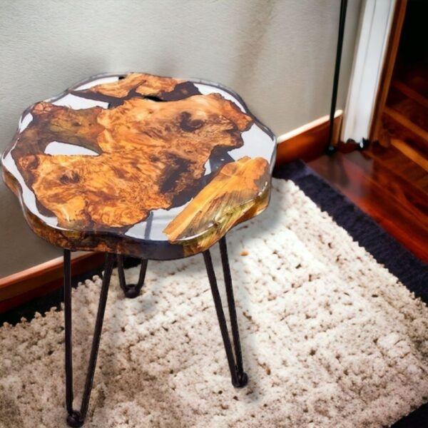 Epoxy Resin With Wooden Side Table