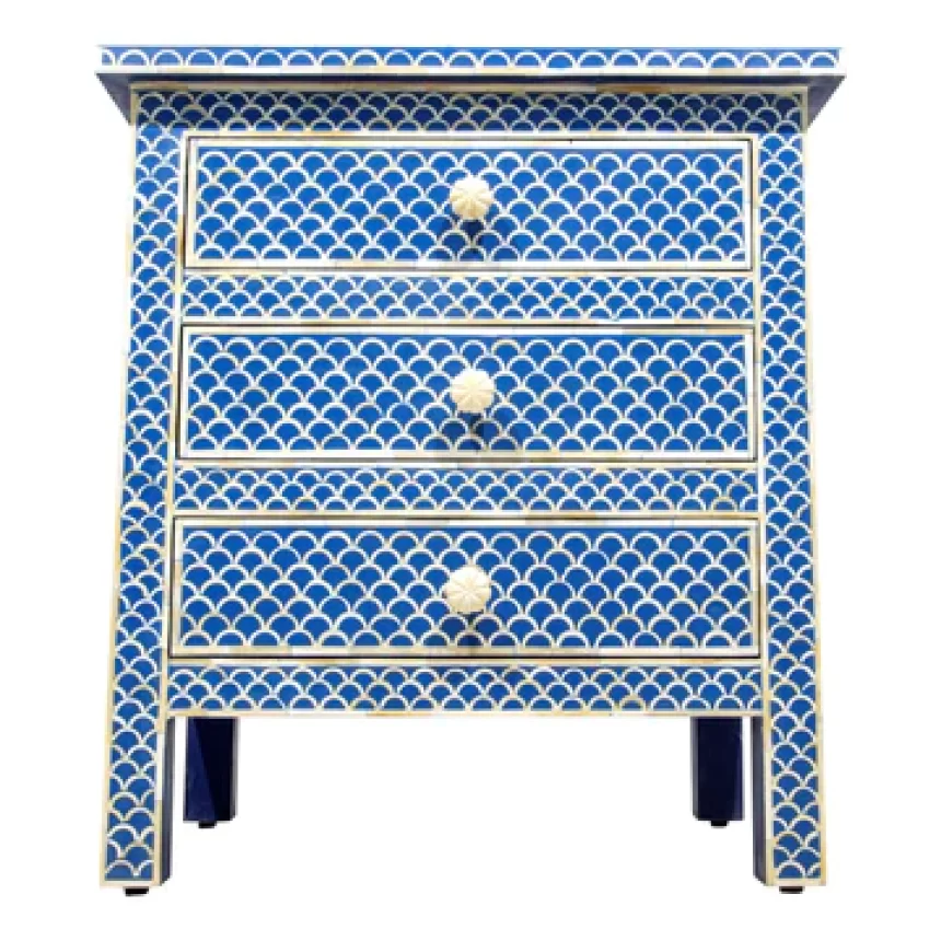 Bone Inlay Large Bedside Table