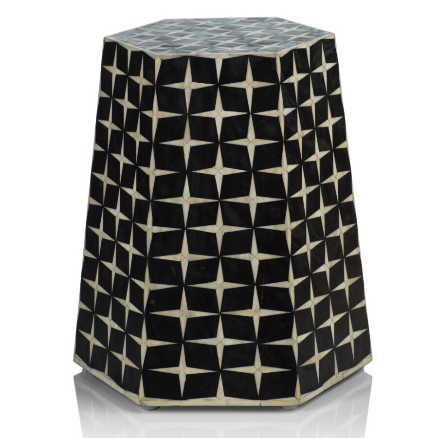 Bone Inlay Hexagon Stool