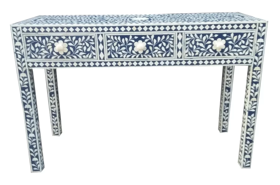 Bone Inlay Drawer Hall Table