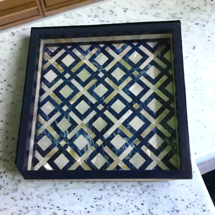 BONE INLAY TRAY CHESS PATTERN