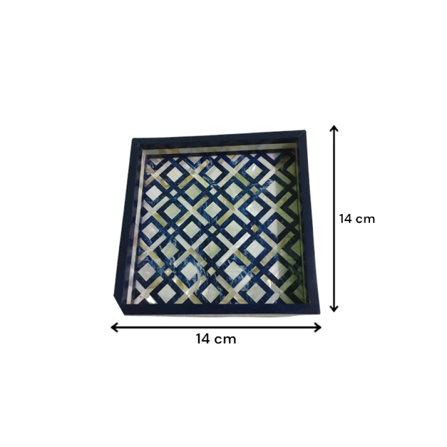 BONE INLAY TRAY CHESS PATTERN