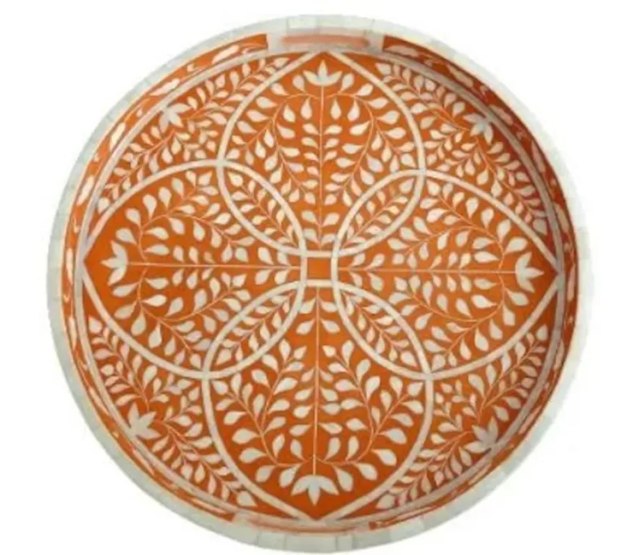 Bone Inlay Round Tray