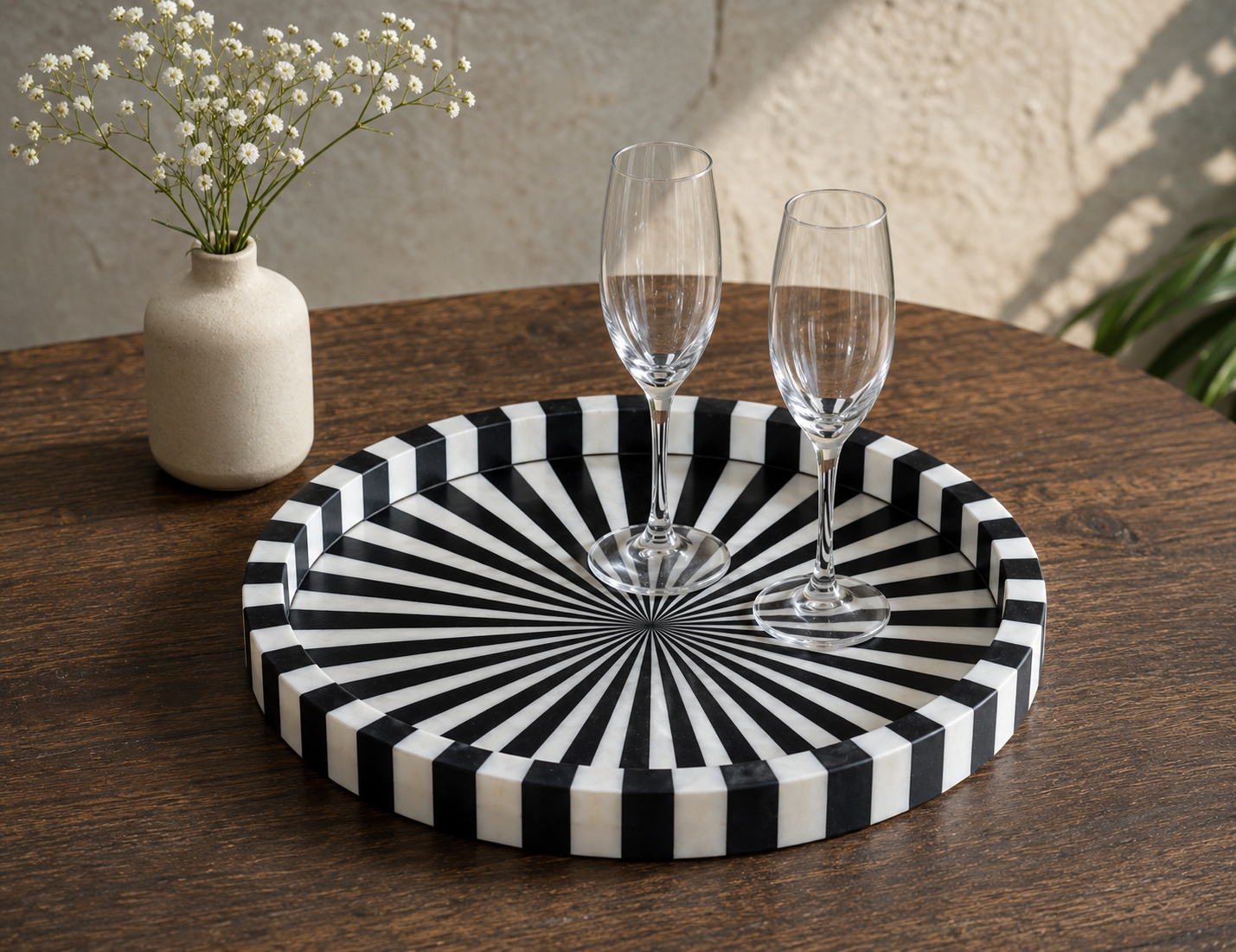 bone-inlay-sunburst-round-serving-tray Bone Inlay Sunburst Round Serving Tray