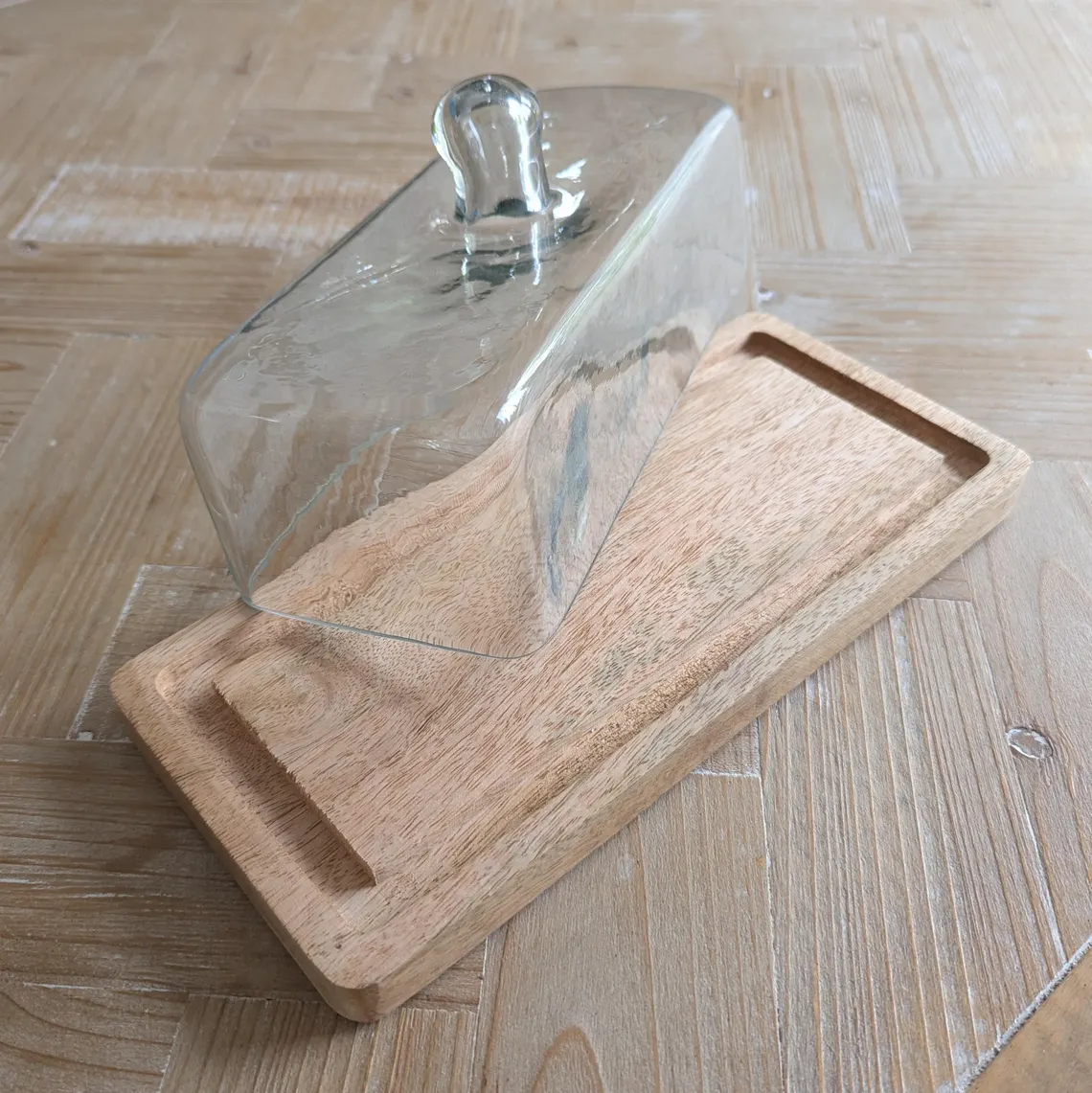 Premium Wooden Cake Stand with Glass Dome Cover for Cake, Cheese and Dessert Display