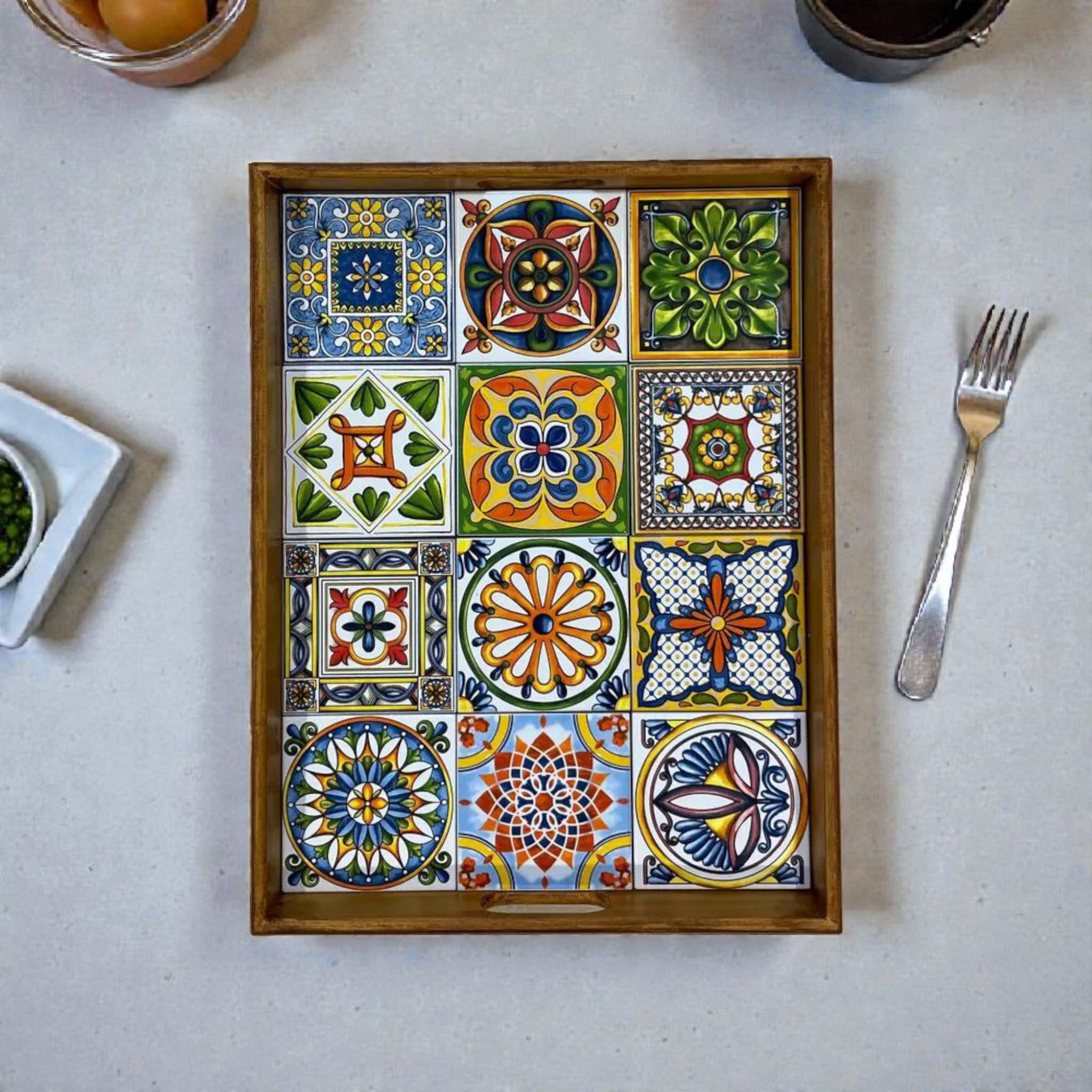 wooden-ottoman-pattern-rectangular-serving-tray-blue Wooden Ottoman Pattern Rectangular Serving Tray