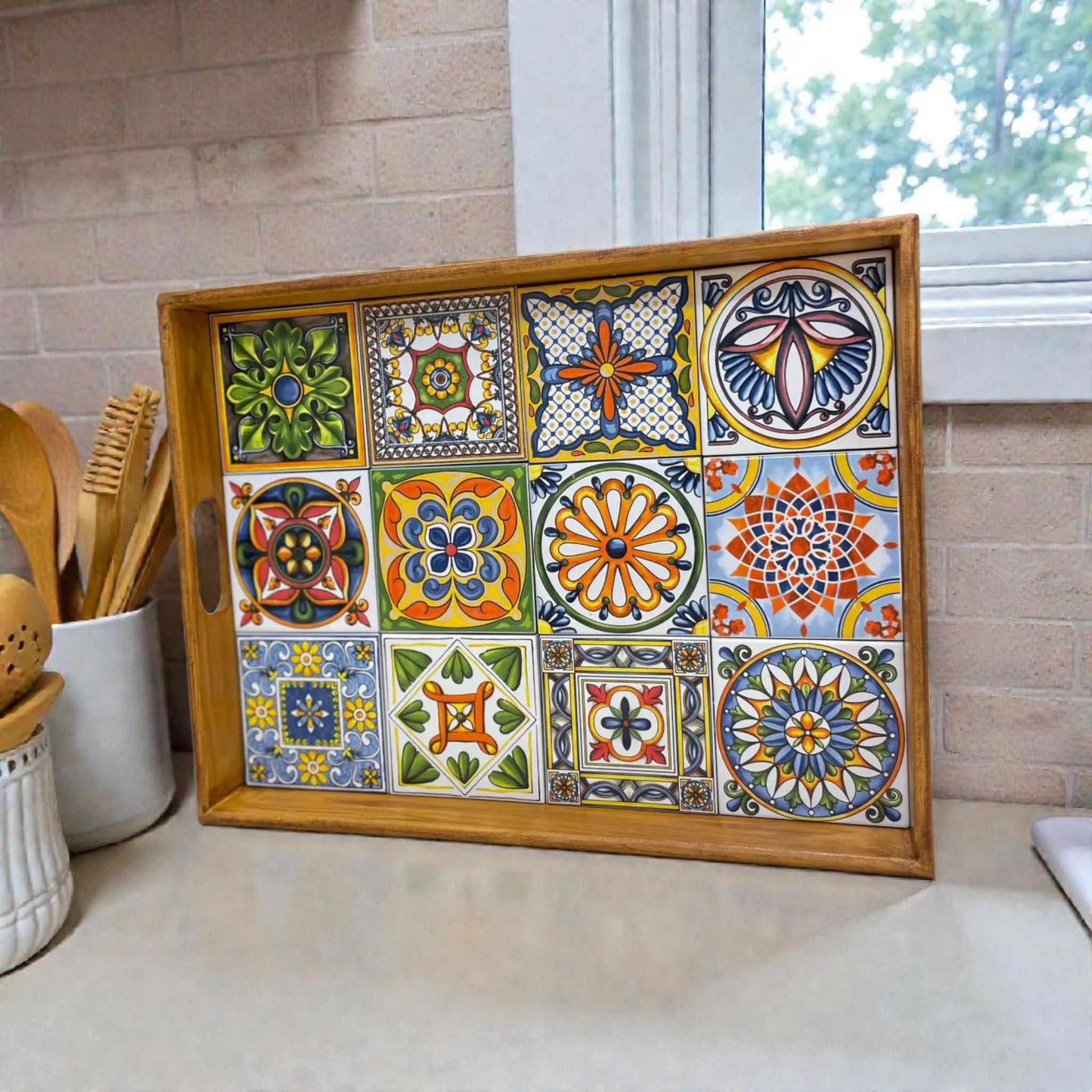 wooden-ottoman-pattern-rectangular-serving-tray-blue Wooden Ottoman Pattern Rectangular Serving Tray