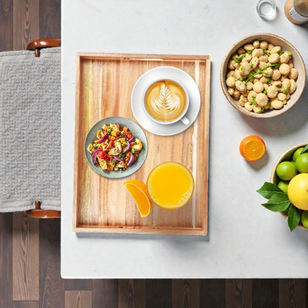 Handcrafted Mango Wood Rectangular Serving Tray with Handles
