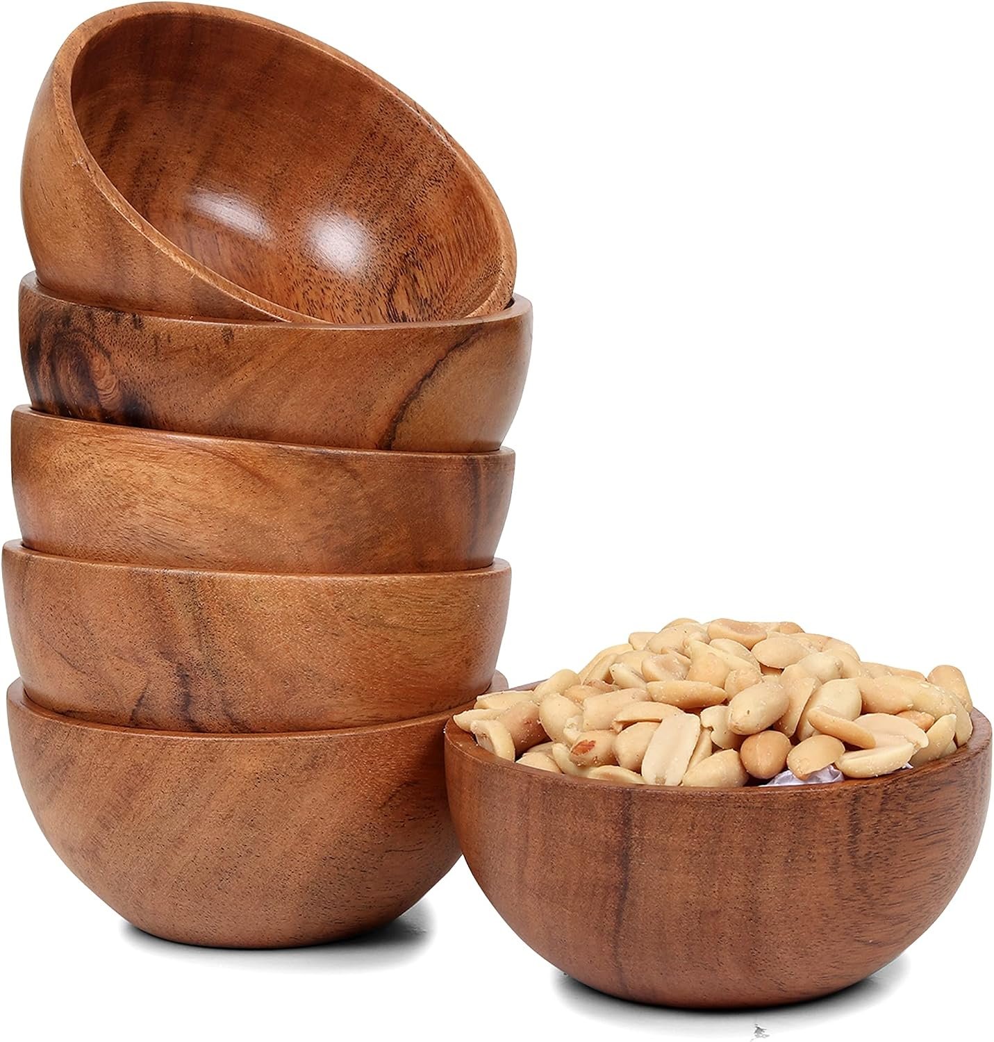 Handcrafted Natural Wooden Bowl Set Handcrafted natural solid wooden bowl set for serving snacks, dry fruits, salads and desserts