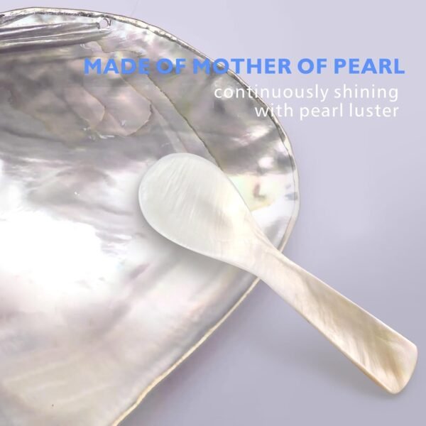 Five piece mother of pearl spoon set with natural pearlescent finish