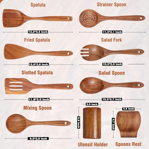 Handcrafted wooden cooking spoons and spatulas