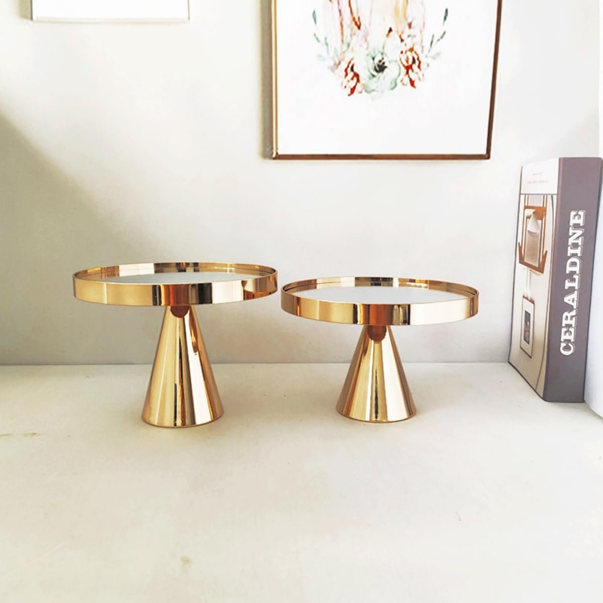 gold-brass-cake-stand.webp Gold brass pedestal cake stand with round raised platform