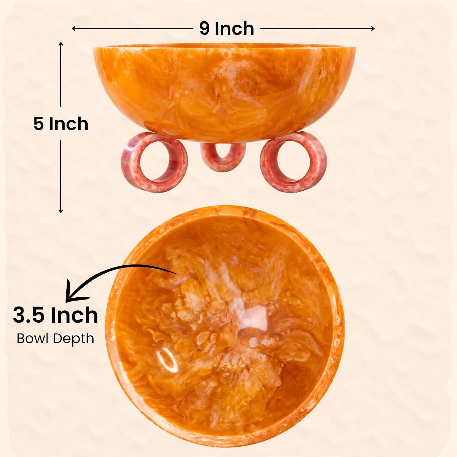 orange-resin-bowl-three-feet.webp orange marbled resin bowl with three circular feet