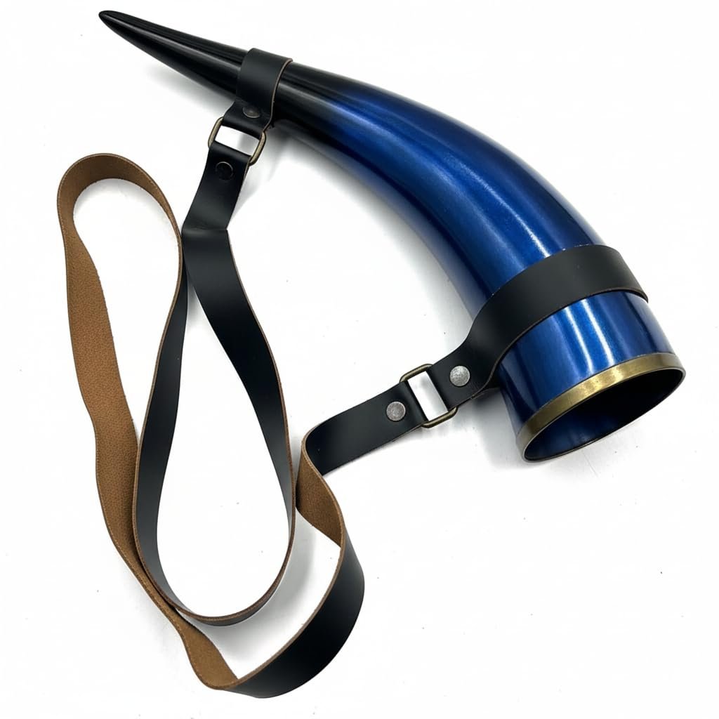 blue-ceramic-horn-mug-metallic-rim.webp Blue ceramic horn mug with metallic rim