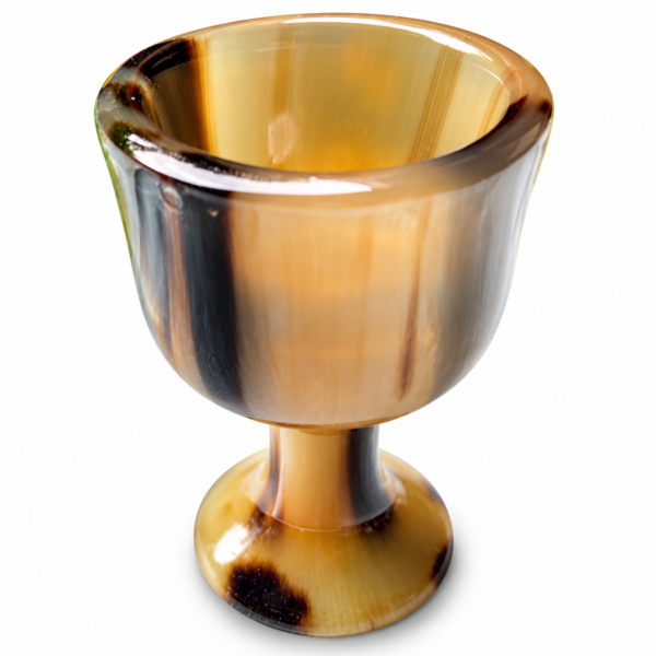 Handcrafted natural horn goblets showing different natural horn patterns