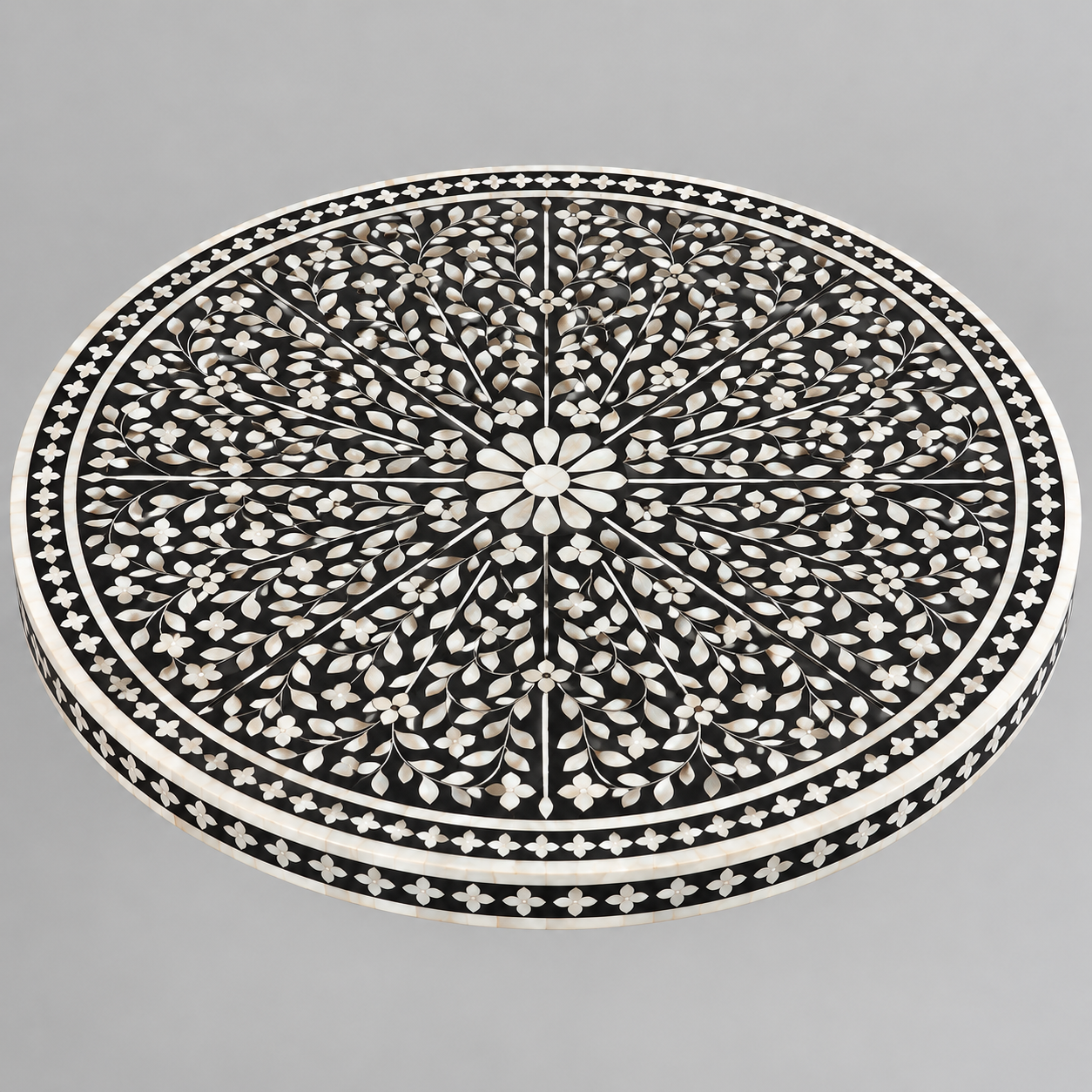 Handcrafted black and white bone inlay dining table Handcrafted black and white bone inlay dining table