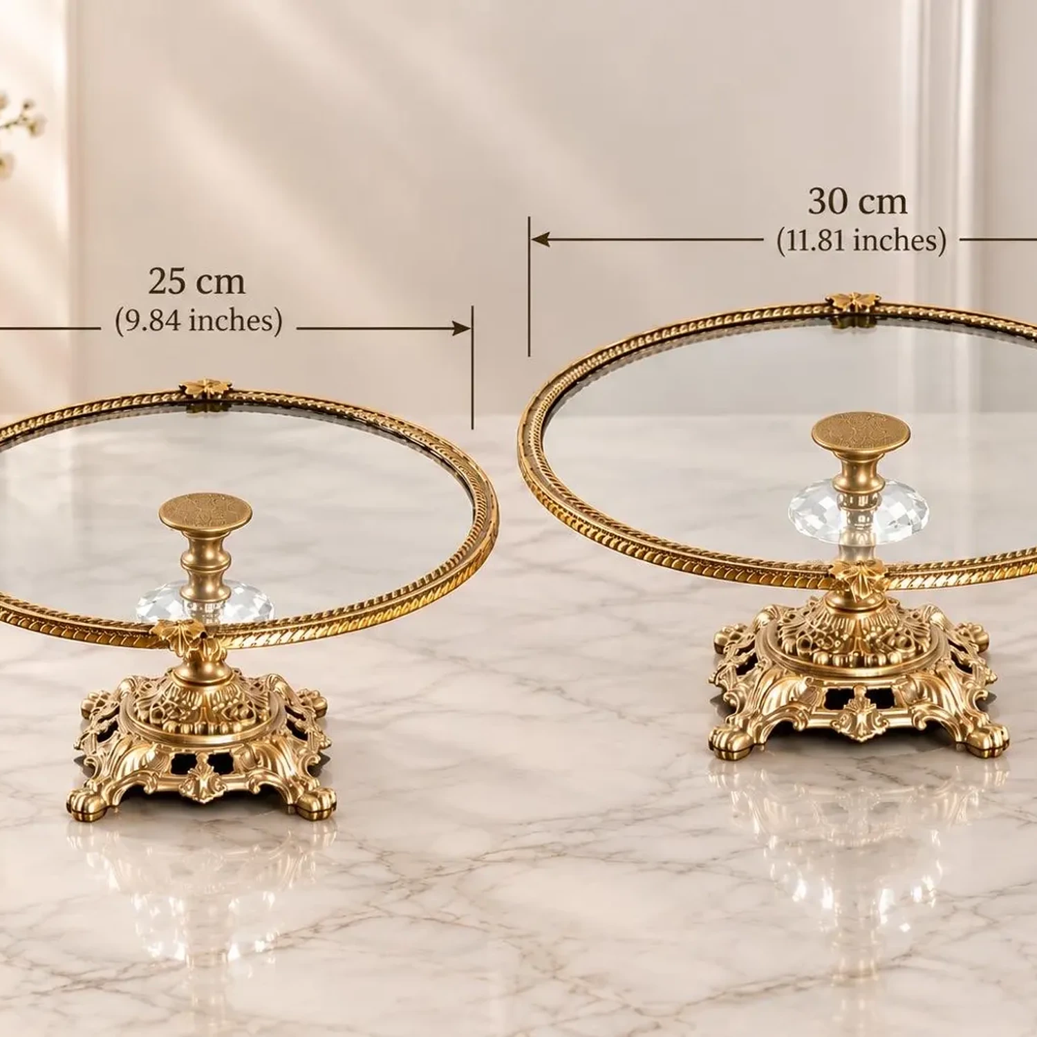 brass-resin-cake-stand-25cm-30cm.webp Gold brass and resin ornate pedestal cake stand