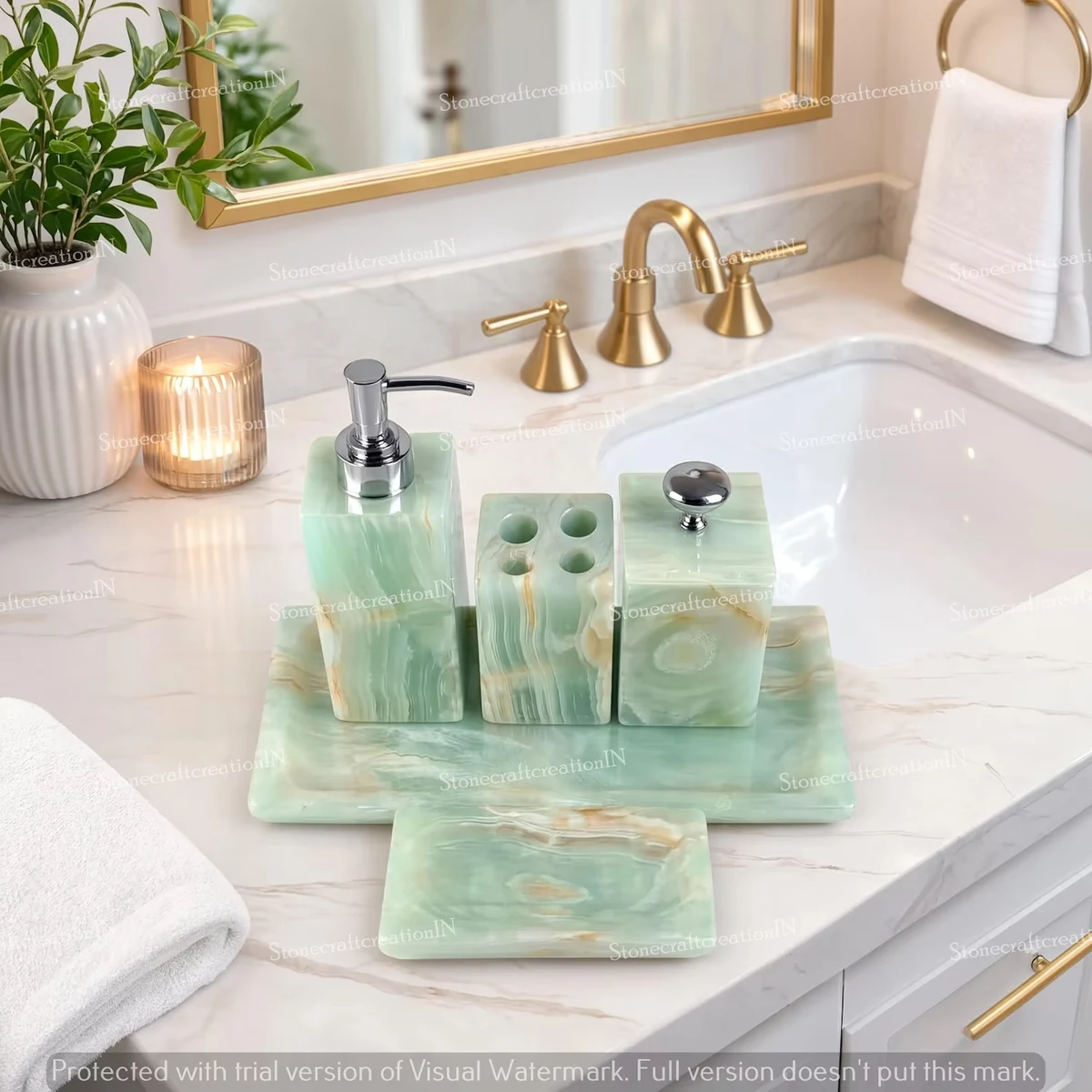 Luxury green onyx bathroom vanity set Luxury green onyx bathroom vanity set
