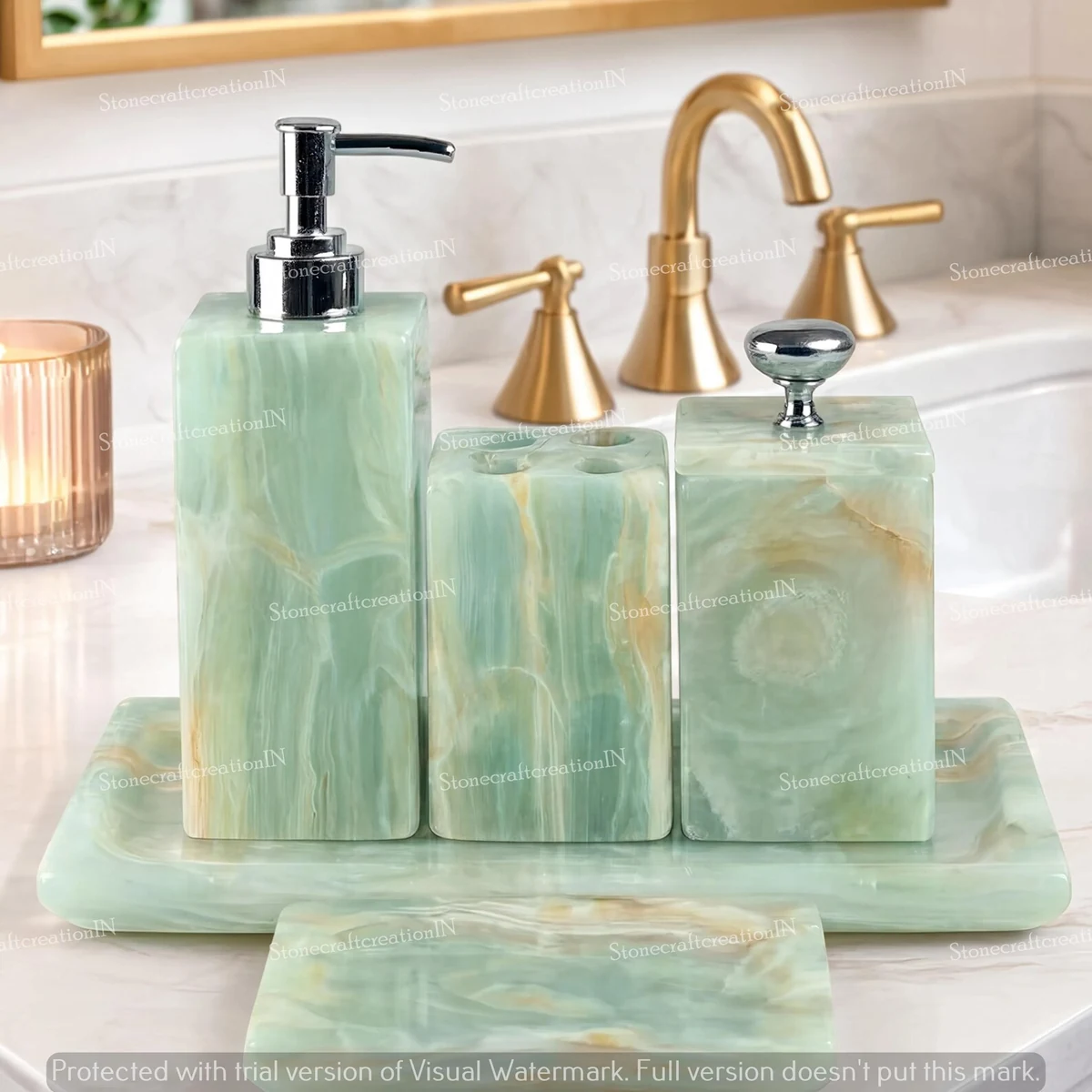 Green onyx soap dispenser and bathroom accessories Green onyx soap dispenser and bathroom accessories