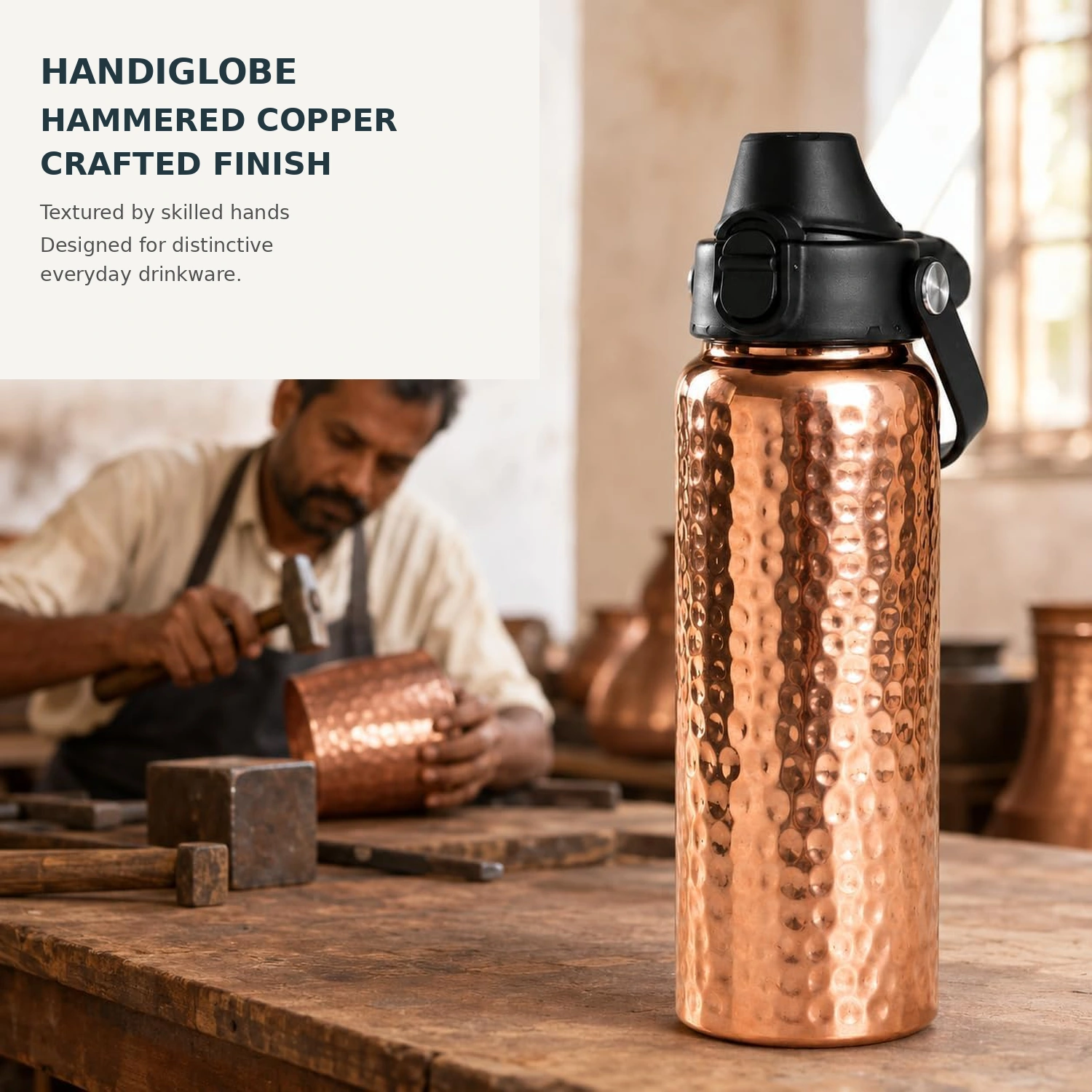 Handcrafted hammered copper water bottle Handcrafted hammered copper water bottle
