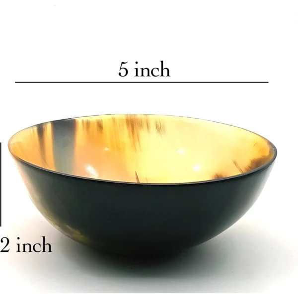 Natural horn serving bowl with black and golden colour pattern