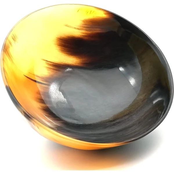 5 inch natural horn bowl black and golden polished finish
