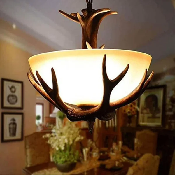 Luxury natural horn bowl with antler-style hanging stand