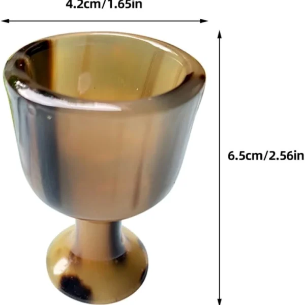 Handcrafted natural horn goblet wine glass with polished finish