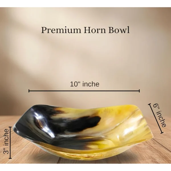 Premium natural horn bowl with black and golden pattern