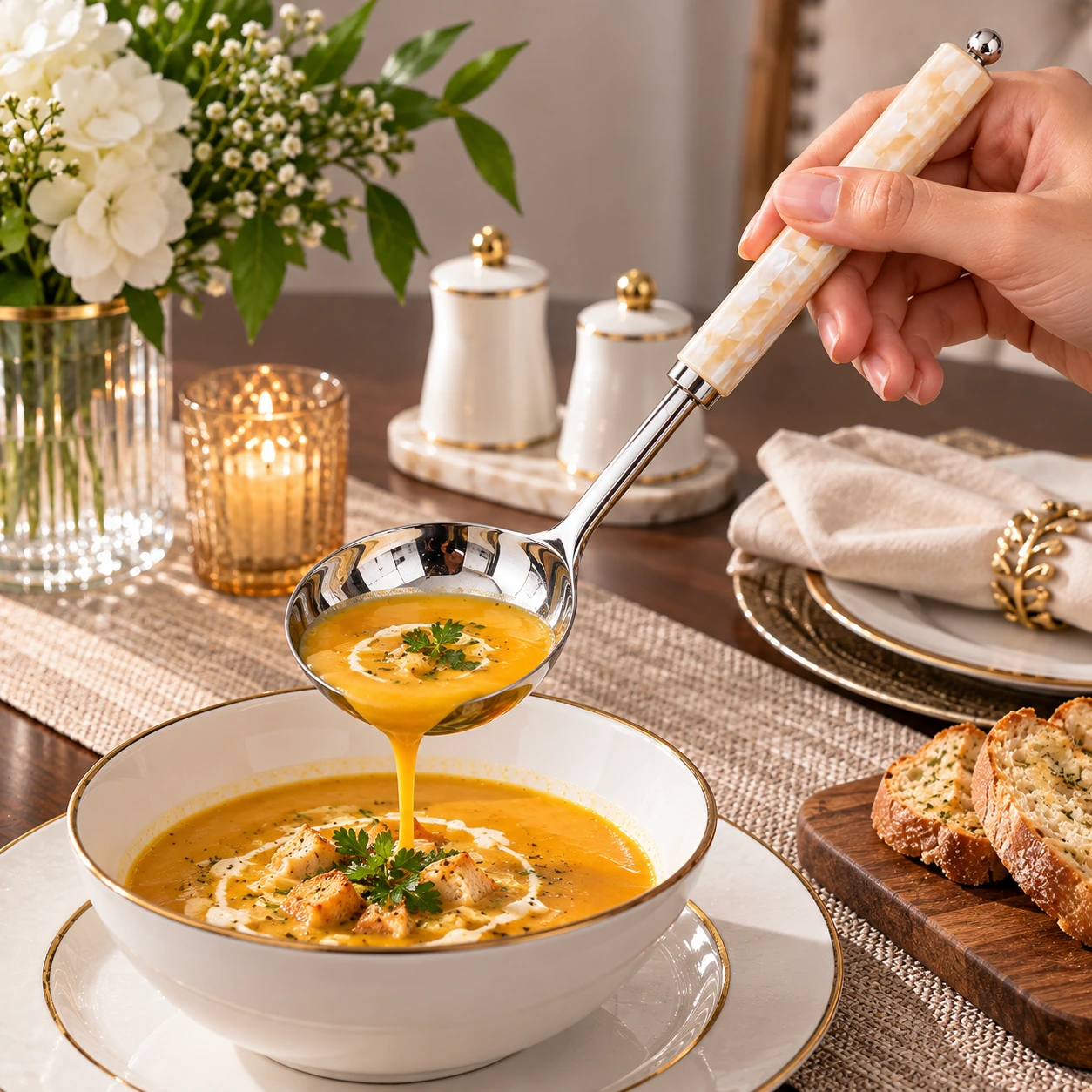 mother-of-pearl-ladle-luxury-dining.webp Luxury mother of pearl handle soup ladle serving food