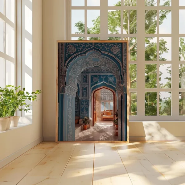 Framed architectural wall art painting for luxury interior decor