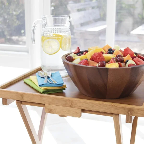 large Acacia wood serving bowl for salad and fruit