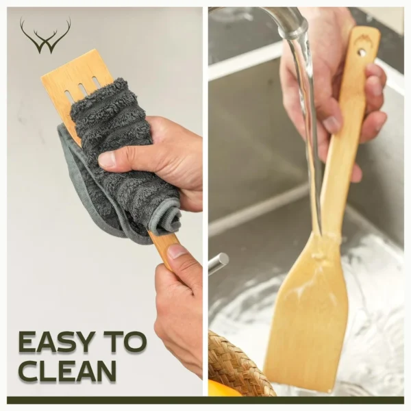 6 piece wooden cooking utensil set for everyday kitchen use